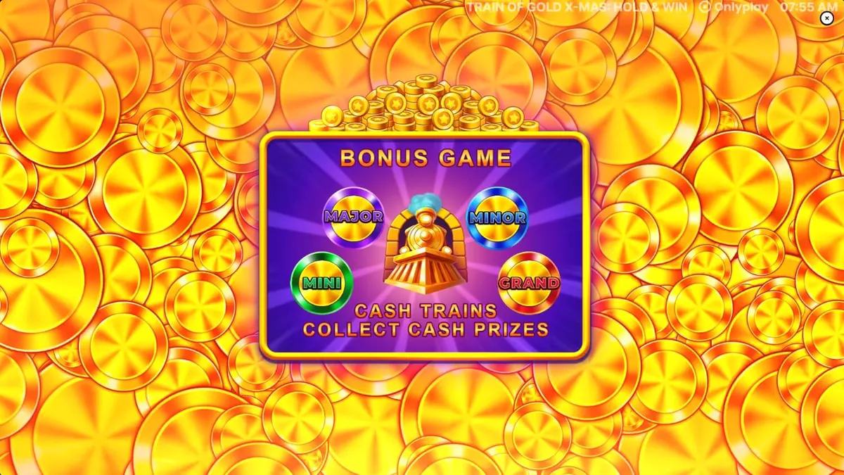Visual meriah kereta emas dalam slot Train of Gold X-Mas